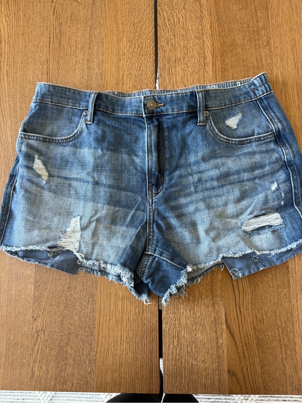 aerie Distressed Blue Denim Cutoff Shorts